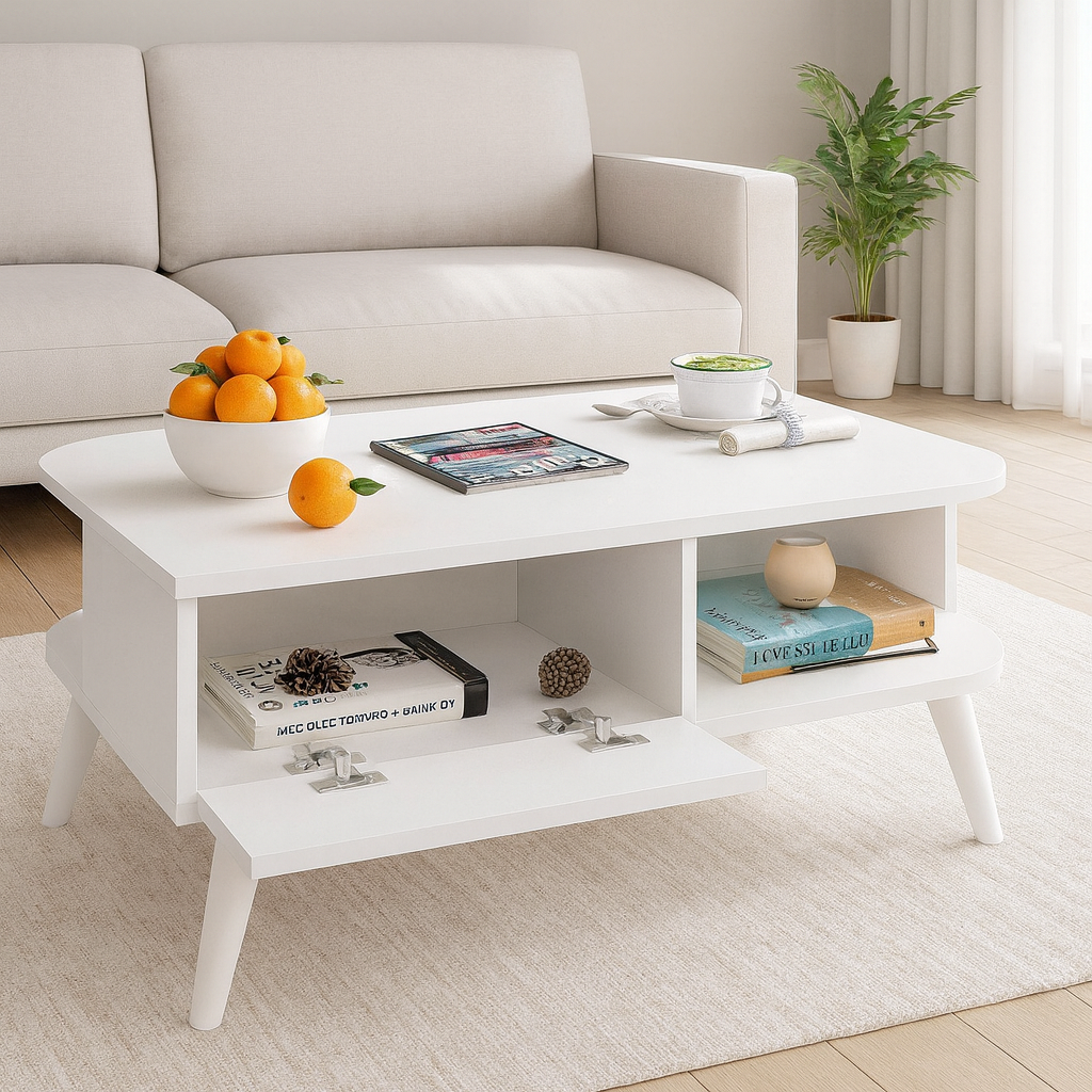 طاولة استقبال 100×60×43 سم - أبيض - AZH-00034
