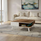 طاولة استقبال 100×100×42 سم - أبيض وبني - AZH-00035
