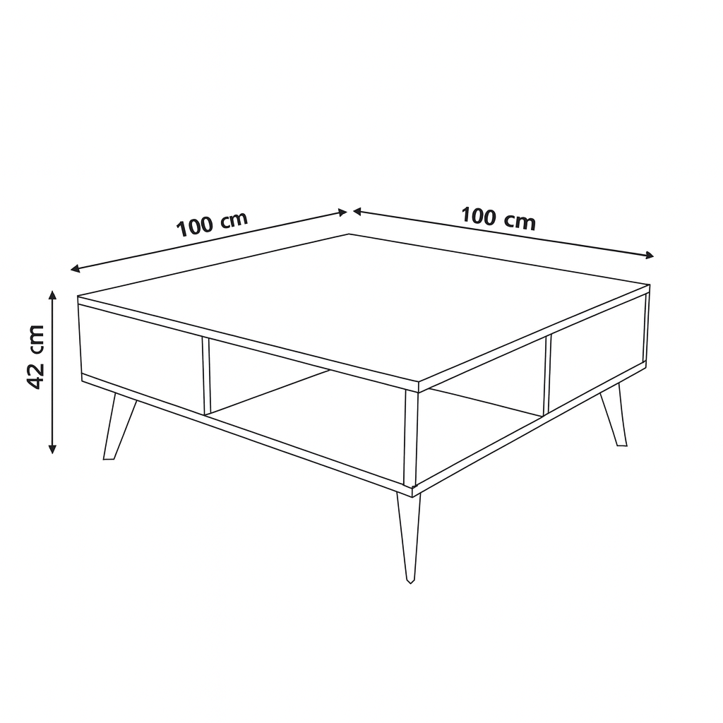 طاولة استقبال 100×100×42 سم - أبيض وبني - AZH-00035

