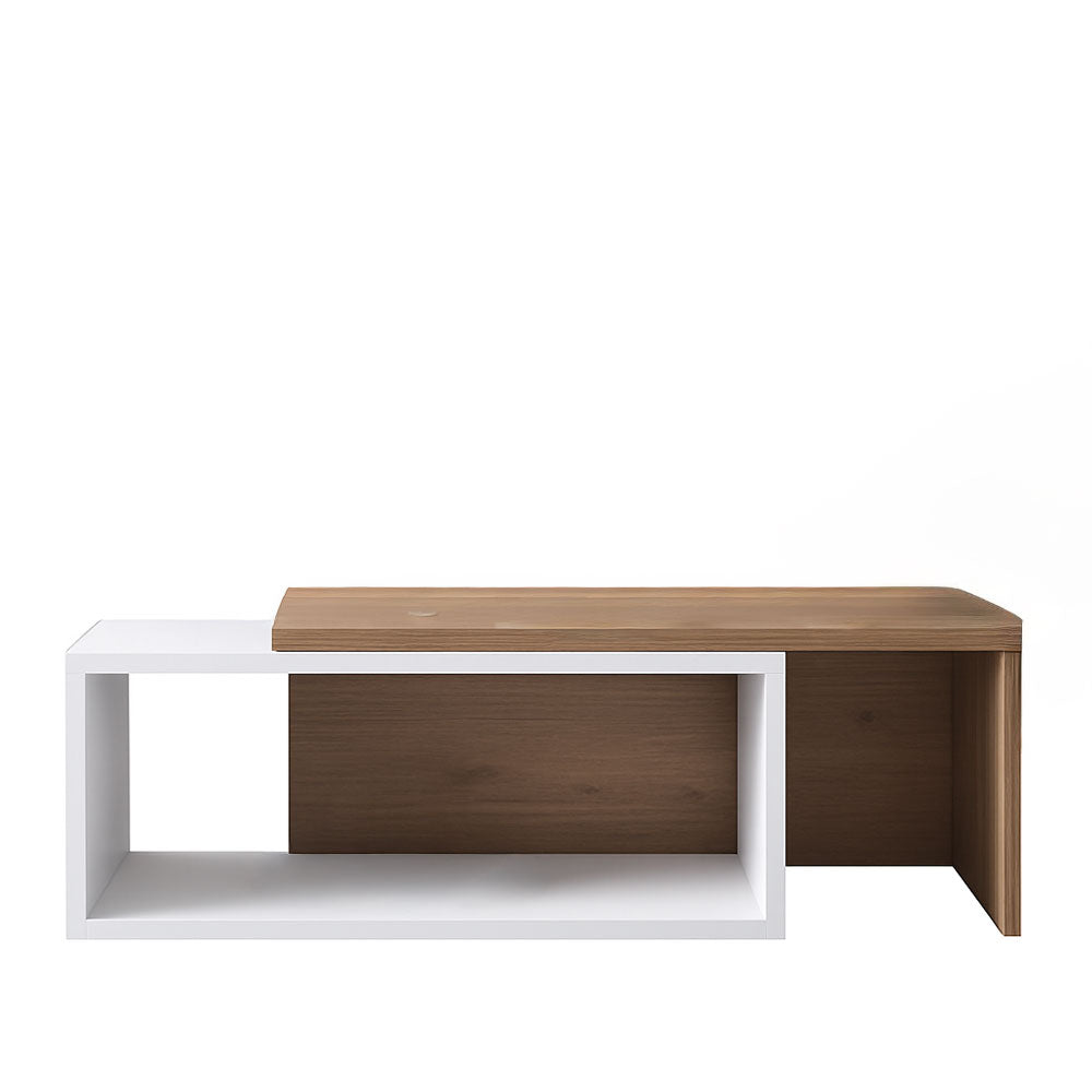 طاولة استقبال 75×45×45 سم - أبيض وخشبي - AZH-00036
