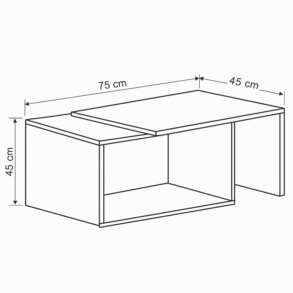طاولة استقبال 75×45×45 سم - أبيض وخشبي - AZH-00036
