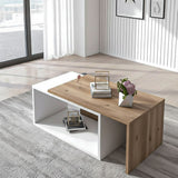 طاولة استقبال 75×45×45 سم - أبيض وخشبي - AZH-00036
