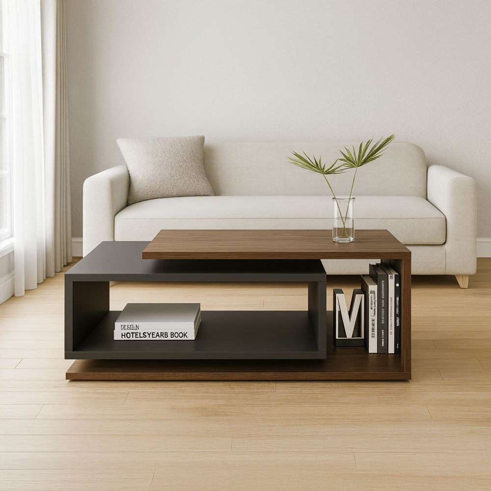 طاولة استقبال 100×50×40 سم - خشبي وأسود - AZH-00055
