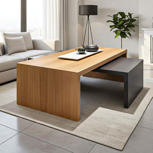 طاولة استقبال 90×50×40 سم - خشبي وأسود - AZH-00060
