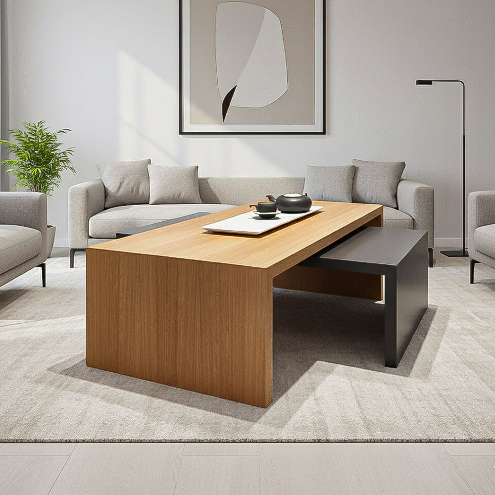 طاولة استقبال 90×50×40 سم - خشبي وأسود - AZH-00060
