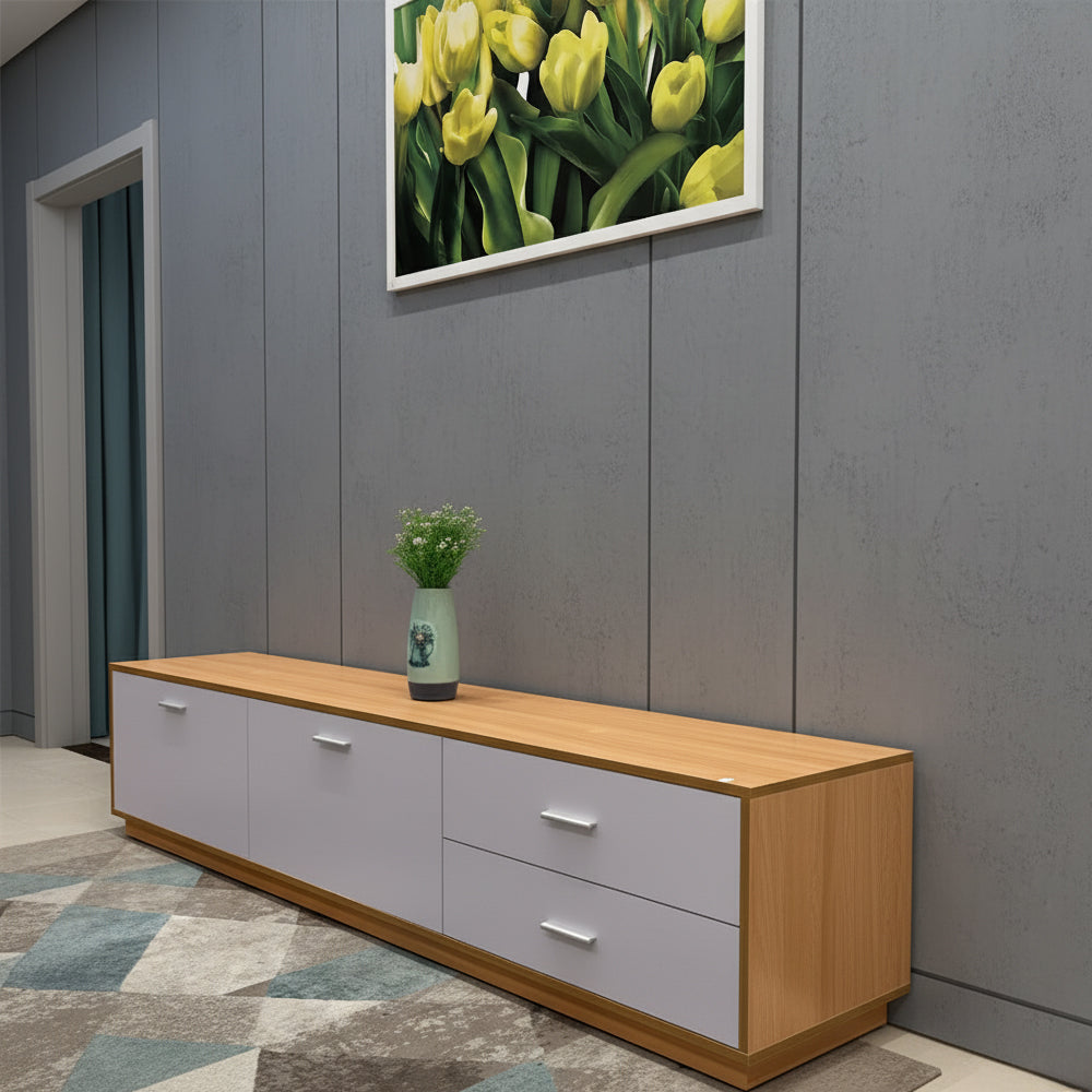 TV Table, 200 × 40 × 40 cm - Wooden and White - TV Stand-2