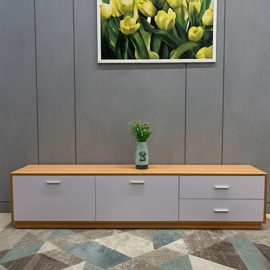 طاولة تلفزيون 200 × 40 × 40 سم – خشبي وأبيض – TV Stand-2
