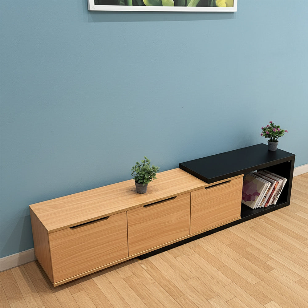 طاولة تلفزيون 180 × 40 × 45 سم – خشبي وأسود – TV Stand 5

