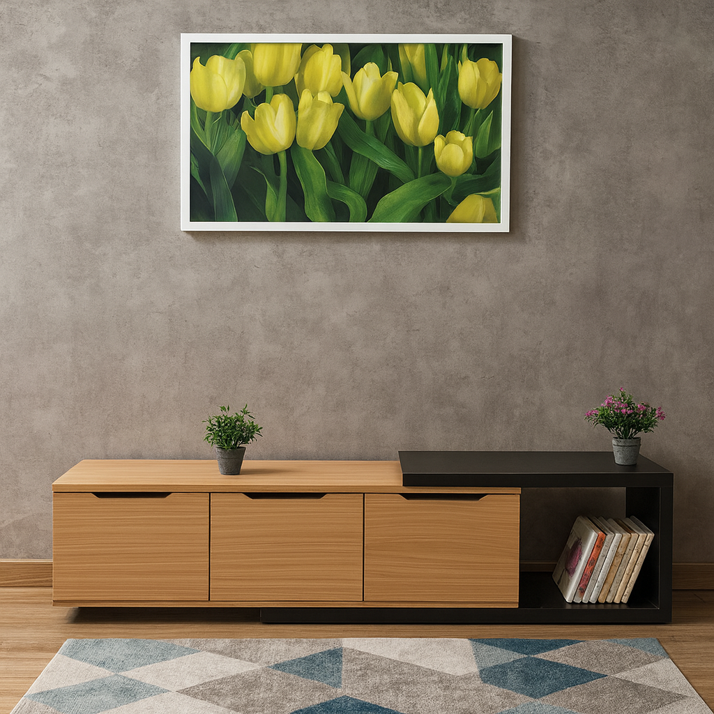 TV Table, 180 × 40 × 45 cm - Wooden and Black - TV Stand 5
