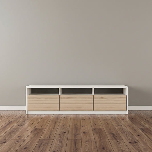 TV Table, 160 × 30 × 45 cm - Wooden and White - AZ30069