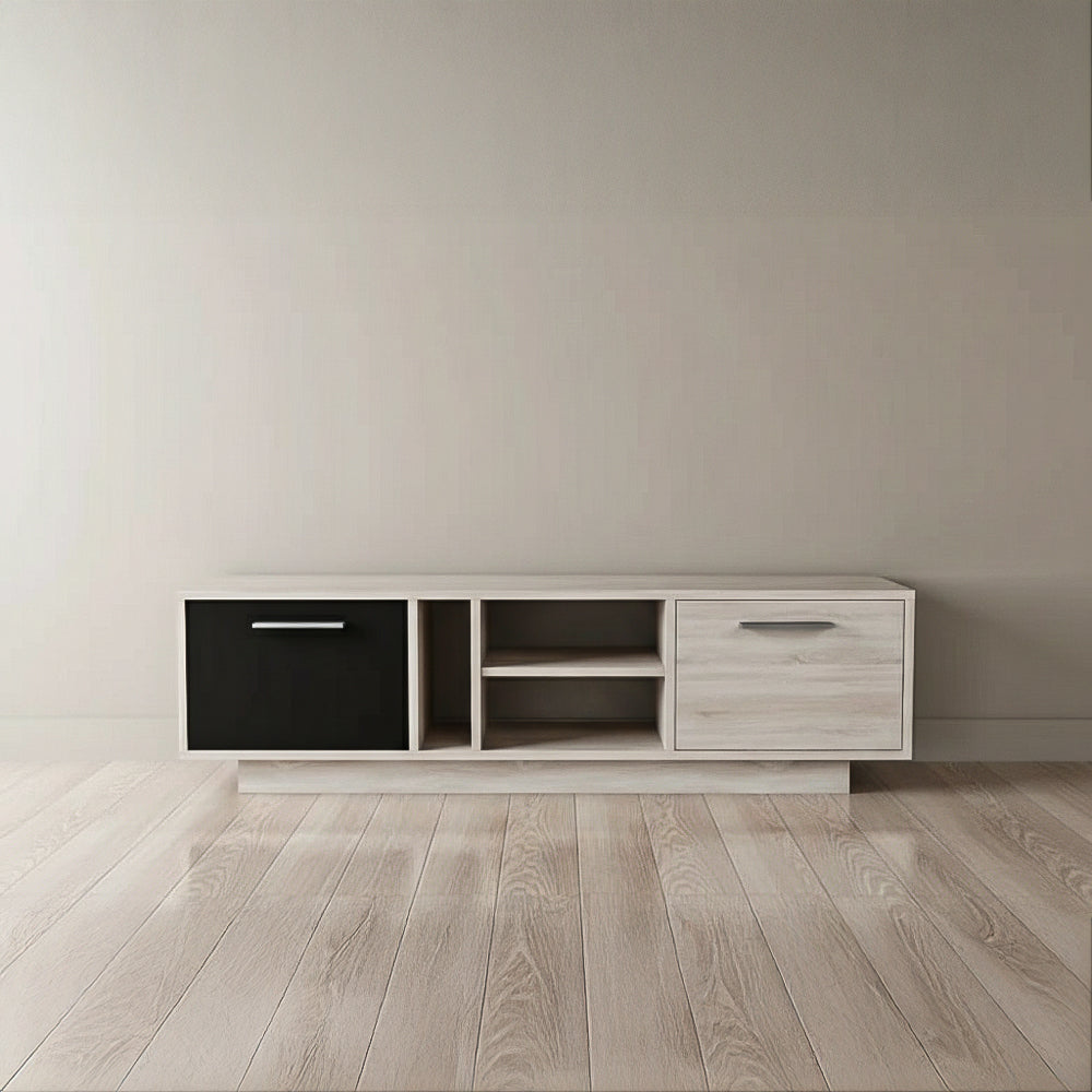 طاولة تلفزيون 140×30×40 سم – رمادي وأسود – AZ30071
