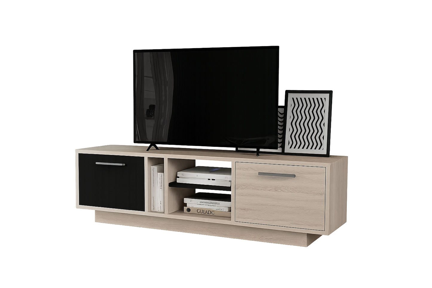 TV Table, 140 × 30 × 40 cm - Grey and Black - AZ30071