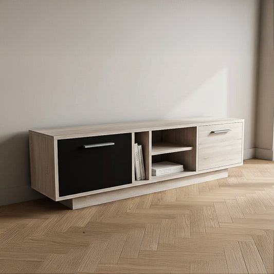TV Table, 140 × 30 × 40 cm - Grey and Black - AZ30071