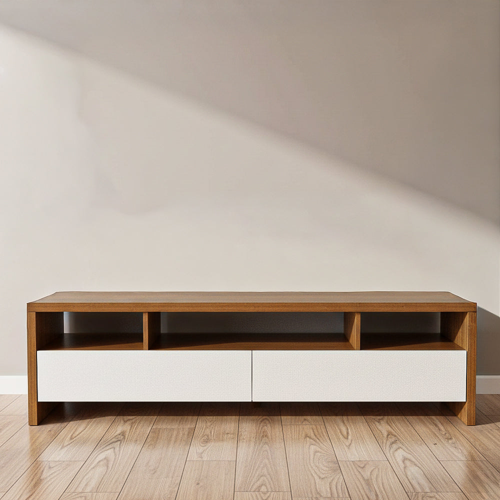 طاولة تلفزيون 150×40×55 سم – بني وأبيض – AZ30072
