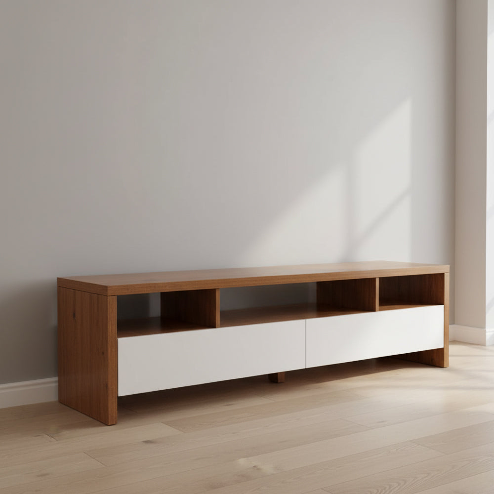 طاولة تلفزيون 150×40×55 سم – بني وأبيض – AZ30072
