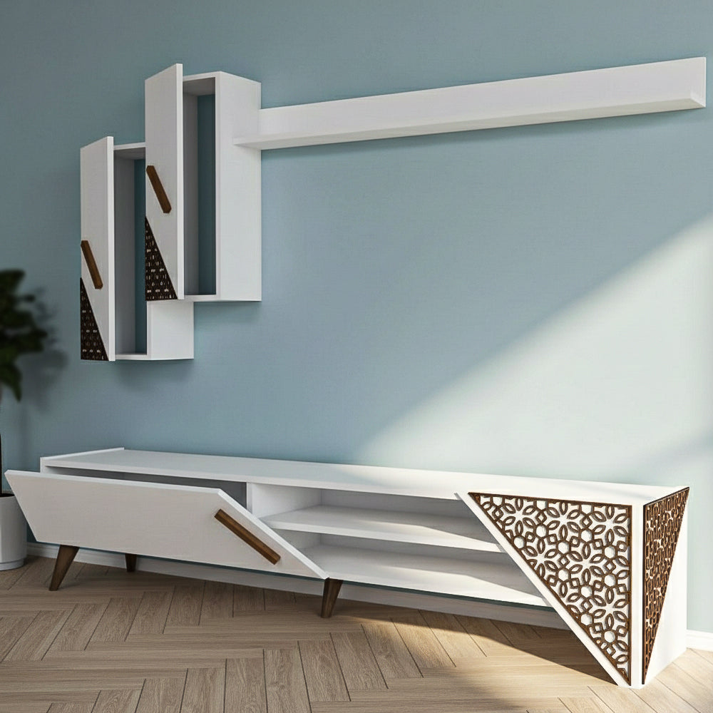 TV Table, 180 × 38 × 42 cm - White - AZ30073