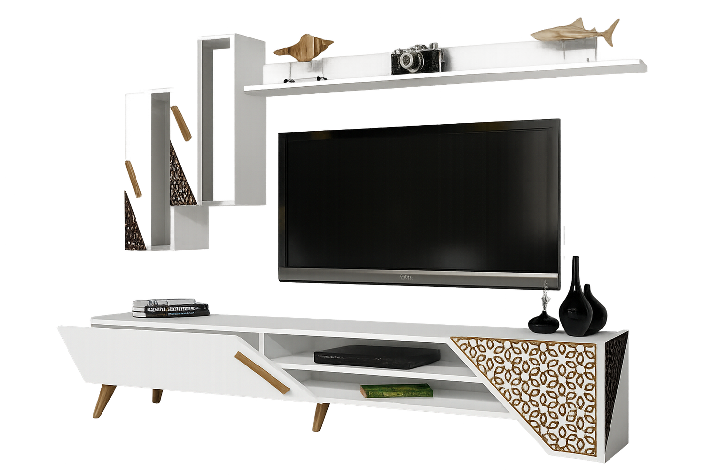 TV Table, 180 × 38 × 42 cm - White - AZ30073