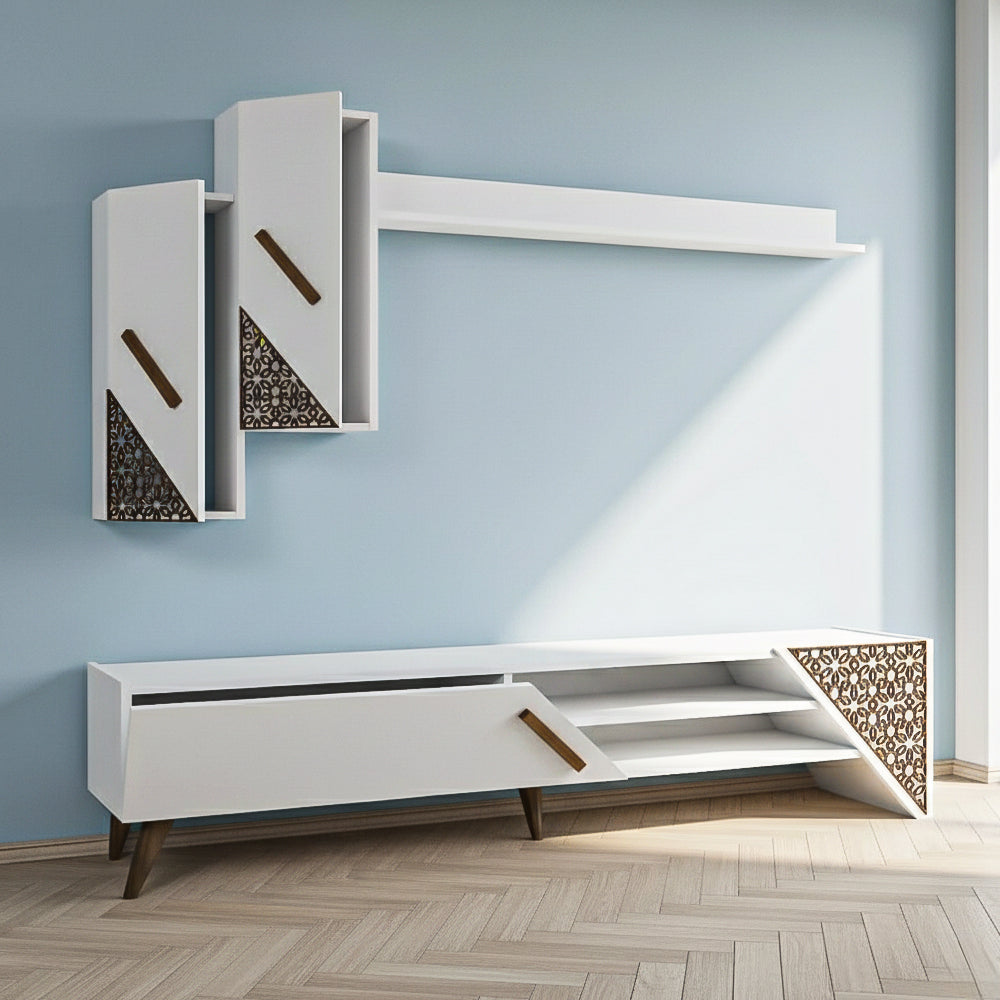 TV Table, 180 × 38 × 42 cm - White - AZ30073