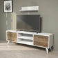 طاولة تلفزيون 110 × 40 × 50 سم – خشبي وأبيض – AZ30075
