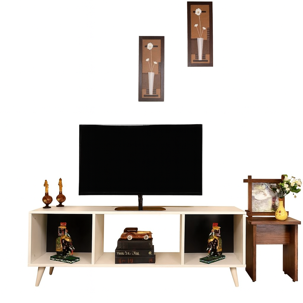 طاولة تلفزيون، 140 × 35 × 45 سم - أبيض - AZ30076