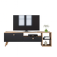 TV Table, 150 × 35 × 45 cm - Black and Wooden - AZ30077