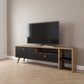 TV Table, 150 × 35 × 45 cm - Black and Wooden - AZ30077