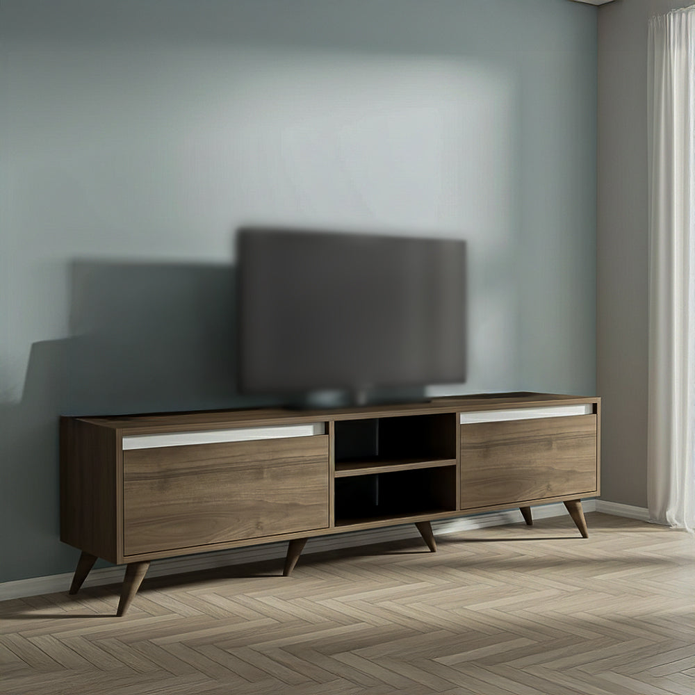 طاولة تلفزيون 140×30×50 سم – خشبي وأبيض – AZ30078