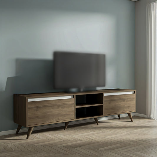 طاولة تلفزيون 140×30×50 سم – خشبي وأبيض – AZ30078