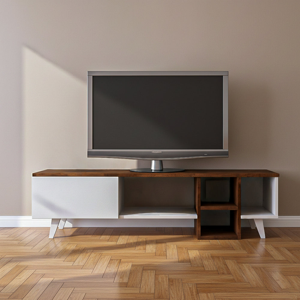 طاولة تلفزيون 150×30×45 سم – بني وأبيض – AZ30079