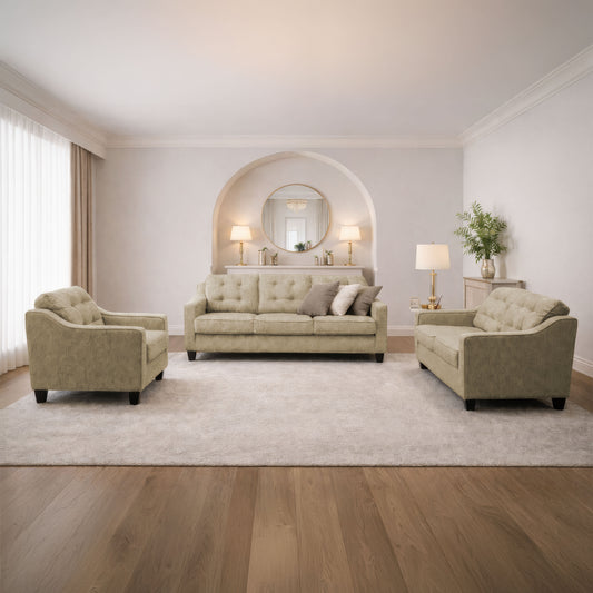 طقم انتريه مودرن 3 قطع (خشب أبلكاش، خشب زان، وخشب موسكي) – اللون: بيج – موانا
