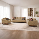 طقم انتريه مودرن 3 قطع (خشب MDF وموسكي، مع أرجل من خشب الزان) – اللون: بيج – كلاسيكو