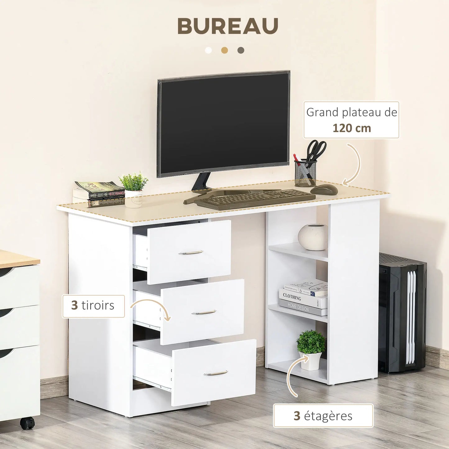 Desk 120 x 40 x 75 cm - Brown - AZ1069