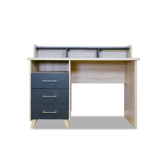 Desk 120 x 60 x 100 cm + Attached Drawer Unit - White and wooden-  AZ1177