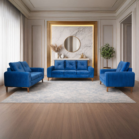 طقم انتريه مودرن 3 قطع (خشب زان، أبلكاش، موسكي) – لون أزرق فيولا