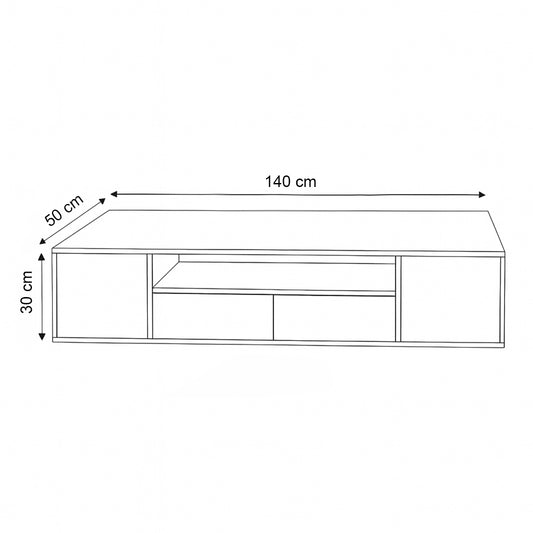 طاولة تلفزيون 140×50×30 سم – رمادي وبني – AZ30083