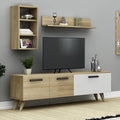 TV Table, 140 × 30 × 45 cm - Wooden and White - AZ30022