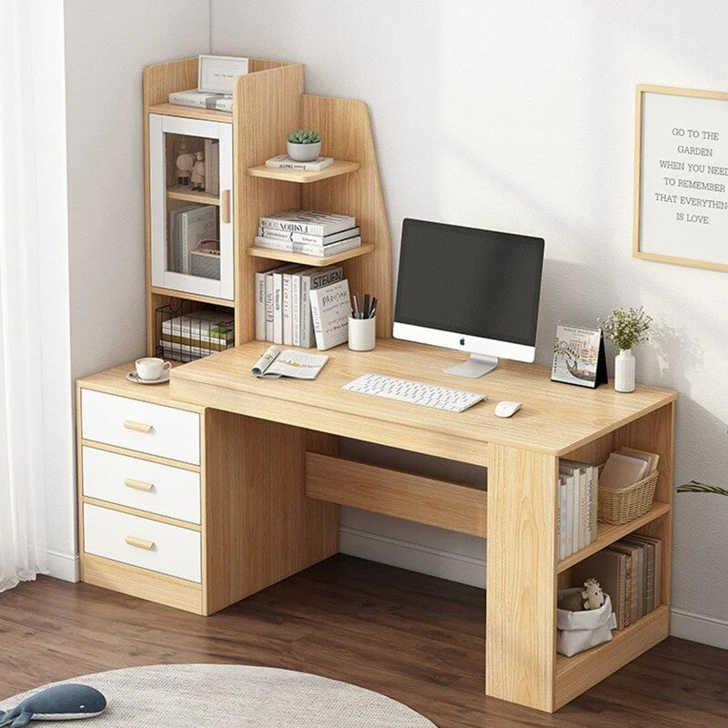 Desk 140x 50x 140 cm - wooden and white- AZ1178