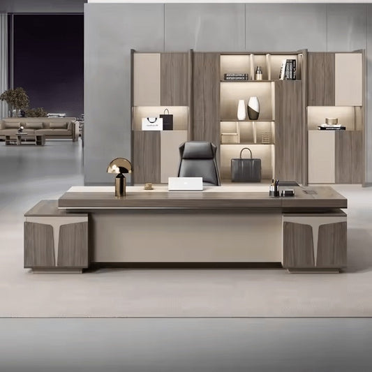 مكتب بمقاس 200 × 80 × 75 سم - بيج وخشبي - AZ1157