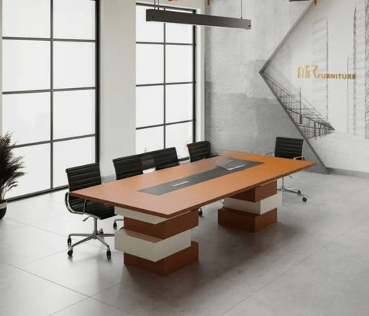 Meeting table 240 x 120 x 75 cm - wooden and white- AZ1145