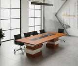 Meeting table 240 x 120 x 75 cm - wooden and white- AZ1145