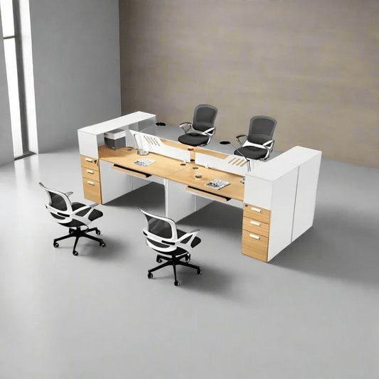 محطة عمل بمقاس 240 × 120 × 80 سم - بيج وأبيض - AZ1151
