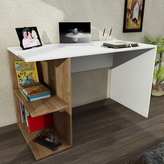 مكتب بمقاس 120 × 60 × 75 سم - أبيض وخشبي - AZ1173