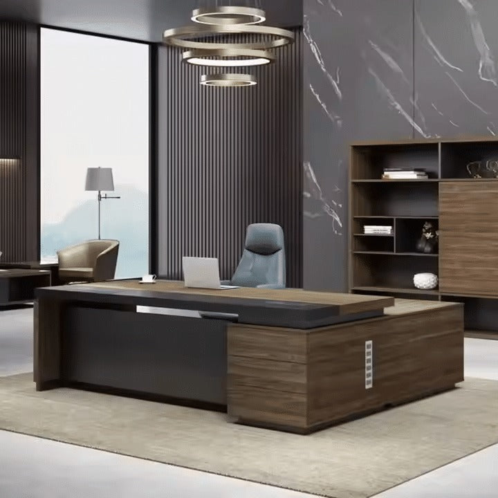 Manager's desk 220 x 80x 160- wooden and black- AZ1219