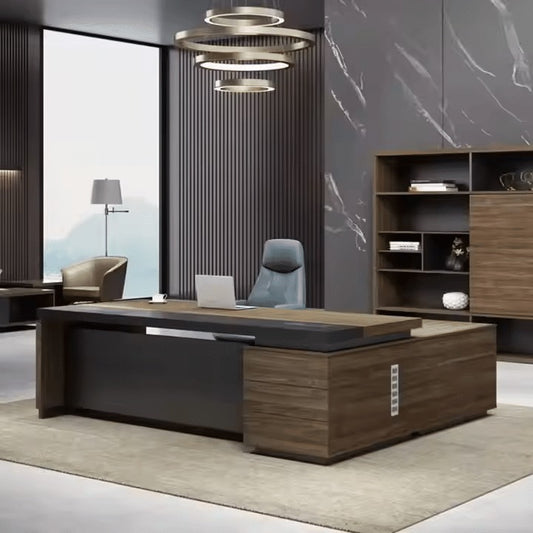 Manager's desk 220 x 80x 160- wooden and black- AZ1219