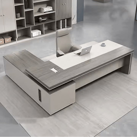 Manager's desk 220 x 160 x 80 cm - wooden and white- AZ1202
