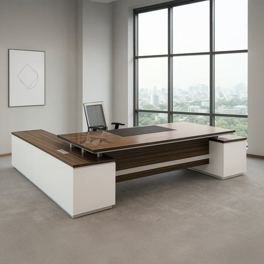 Manager's desk 200 x 80 x 75 - Brown and White - AZ1079