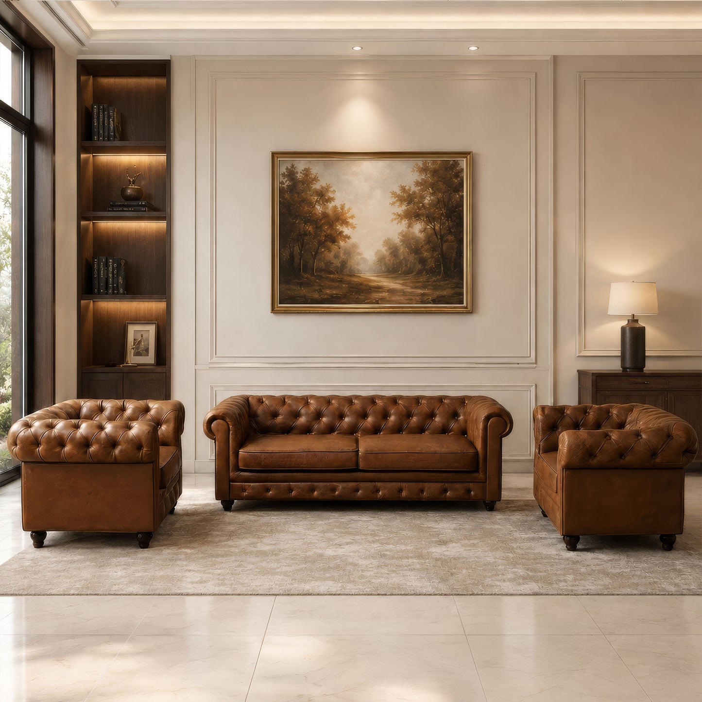 Office Sofa Set – Brown - HC- CHESTERFIELD
