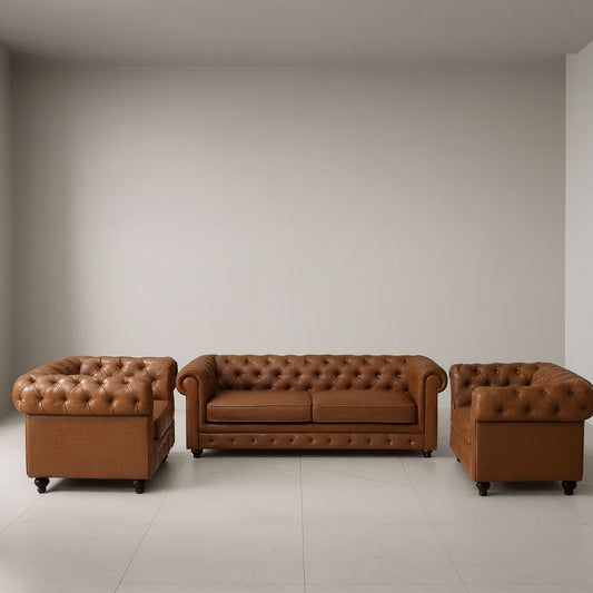 Office Sofa Set – Brown - HC-SHESTERFIELD