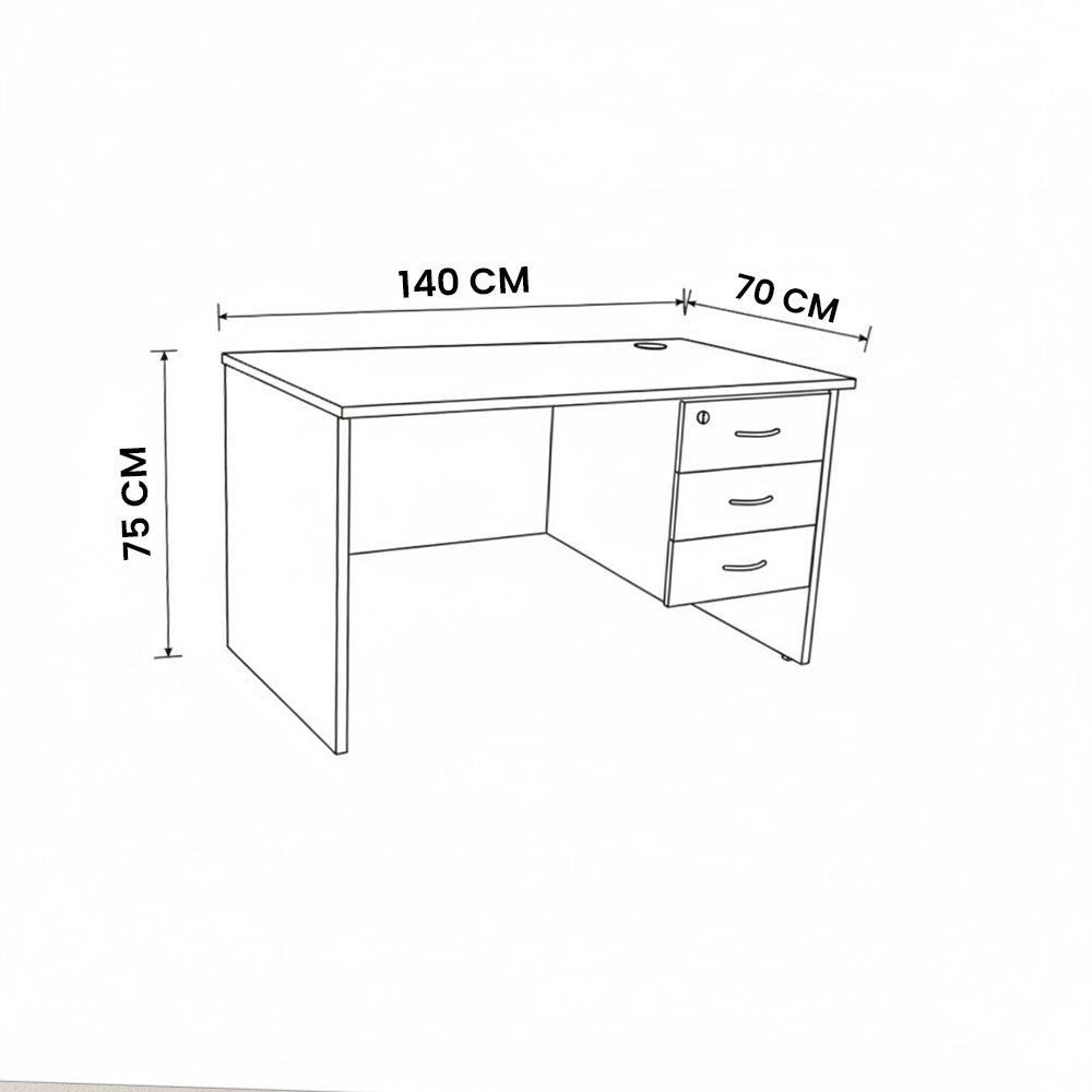 Desk 140×70×75 cm + Attached Drawer Unit – Brown and White – AZ1007