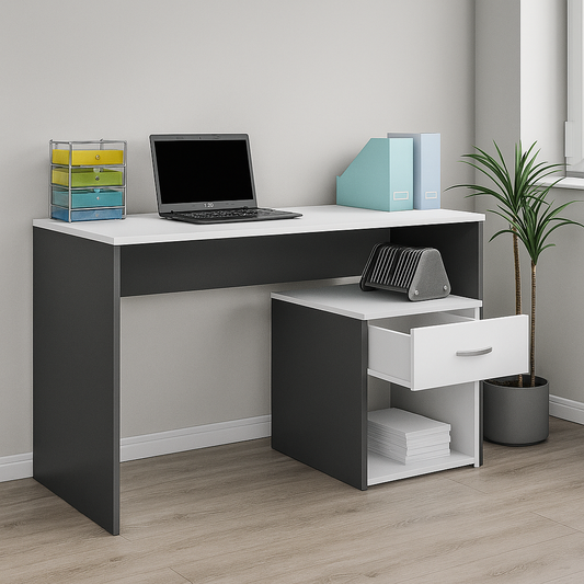 Desk 120 x60 x74cm -wooden & white - AZ1099